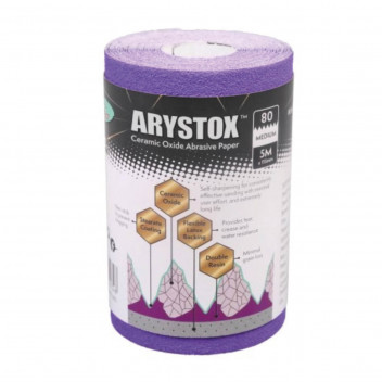 ARYSTOX CERAMIC OXIDE ABRASIVE PAPER 5MX115MM GRIT 80